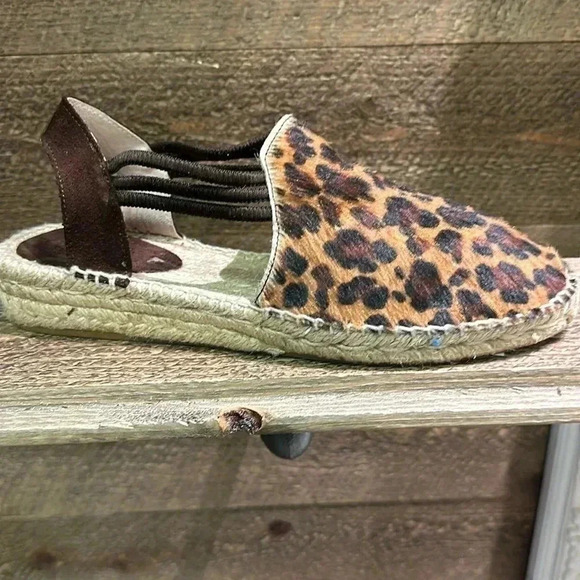 Picon Calf-Hair Leopard Print Espadrille Sandals Womens Size 9 - Picture 1 of 7